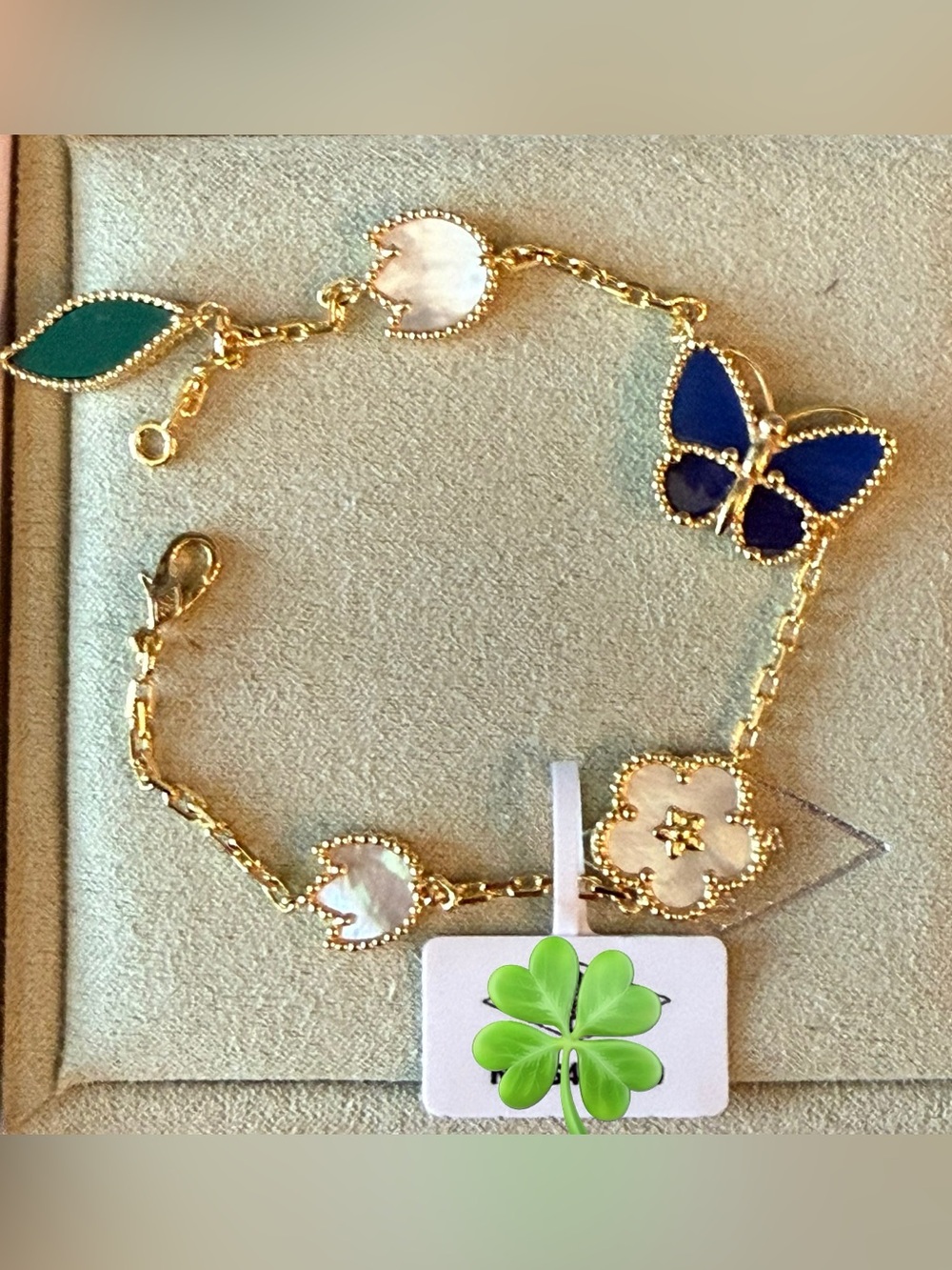 Spring Lucky Butterfly Blossom Bracelet
MOP & Lapis